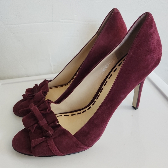 Enzo Angiolini Plum Suede Peep Toe Pumps Size 10 - Picture 1 of 5